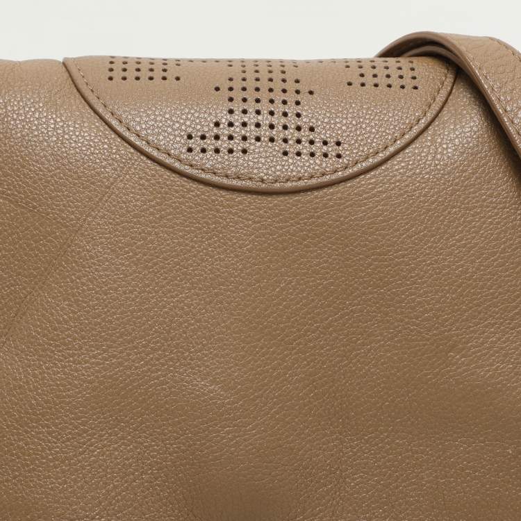 Pre Owned Tory Burch Beige Leather Kipp Foldover Shoulder Bag