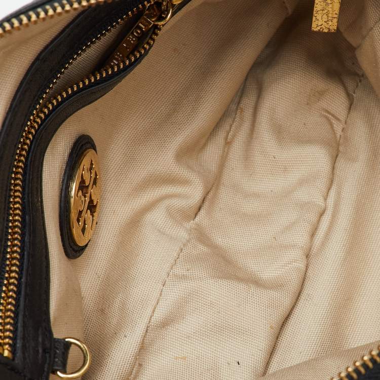 Pre Owned Tory Burch Black Leather Marion Saddle Shoulder Bag