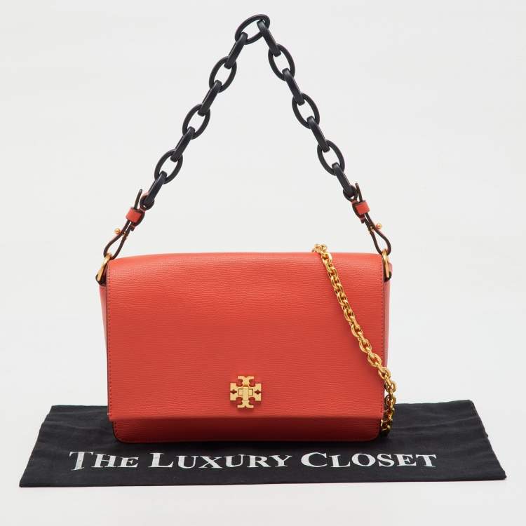 Pre Owned Tory Burch Orange Leather Kira Shoulder Bag