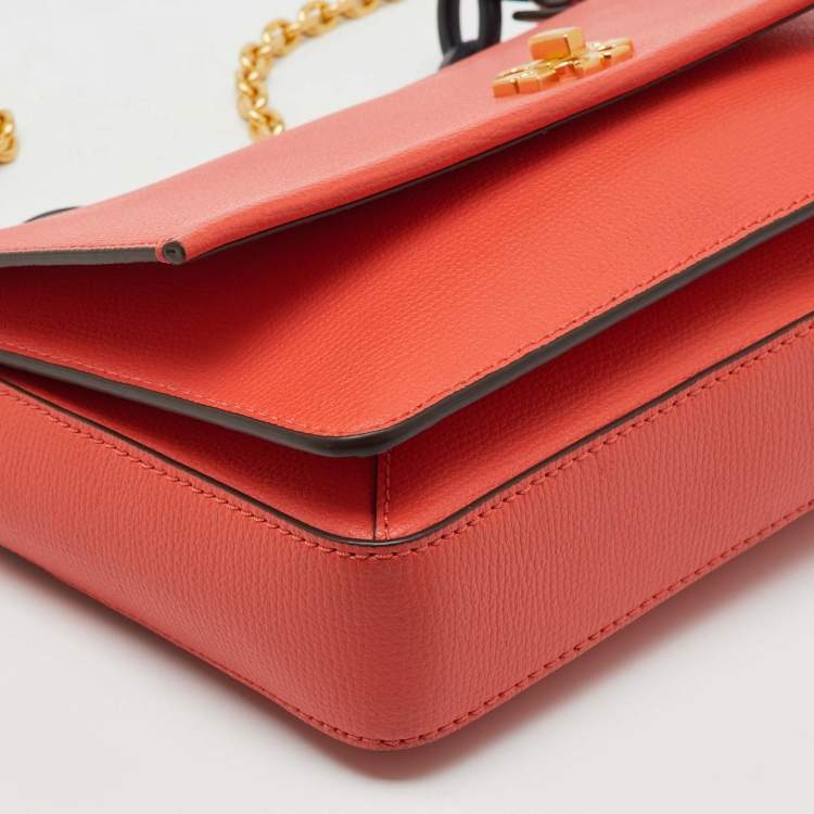 Pre Owned Tory Burch Orange Leather Kira Shoulder Bag