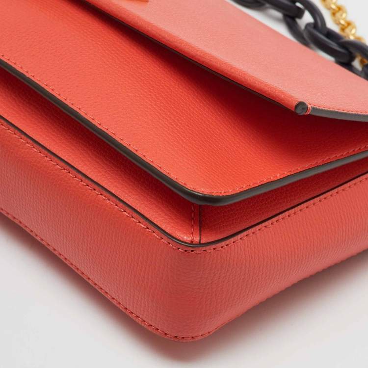 Pre Owned Tory Burch Orange Leather Kira Shoulder Bag