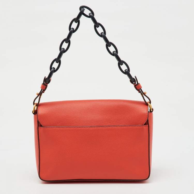 Pre Owned Tory Burch Orange Leather Kira Shoulder Bag