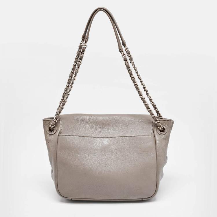 Pre Owned Tory Burch Beige Leather Marion Flap Shoulder Bag