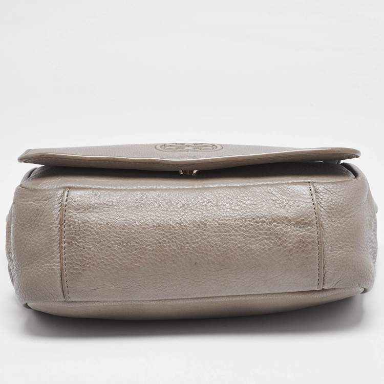 Pre Owned Tory Burch Beige Leather Marion Flap Shoulder Bag