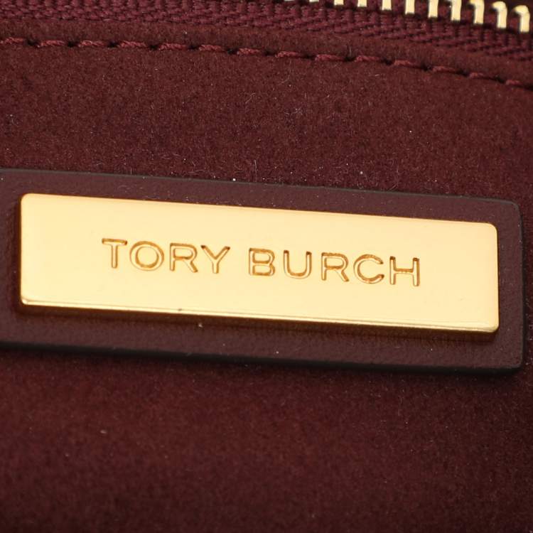 Pre Owned Tory Burch Brown/Beige T Monogram Jacquard and Leather Crossbody Bag