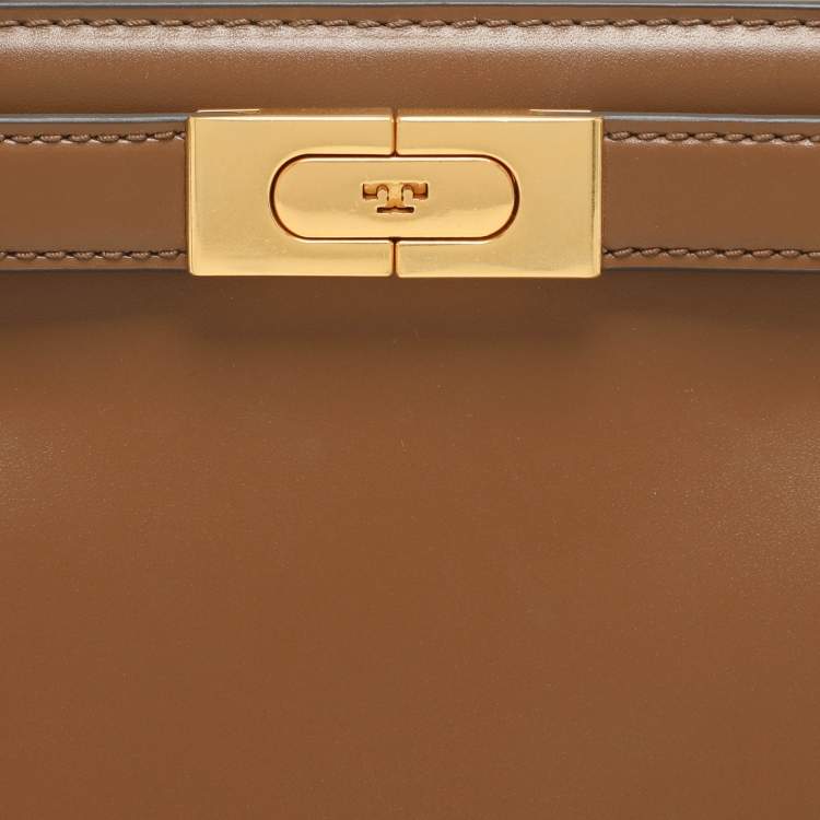 Pre Owned Tory Burch Brown Leather Petite Lee Radziwill Crossbody Bag