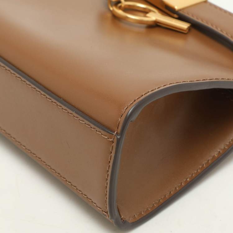 Pre Owned Tory Burch Brown Leather Petite Lee Radziwill Crossbody Bag