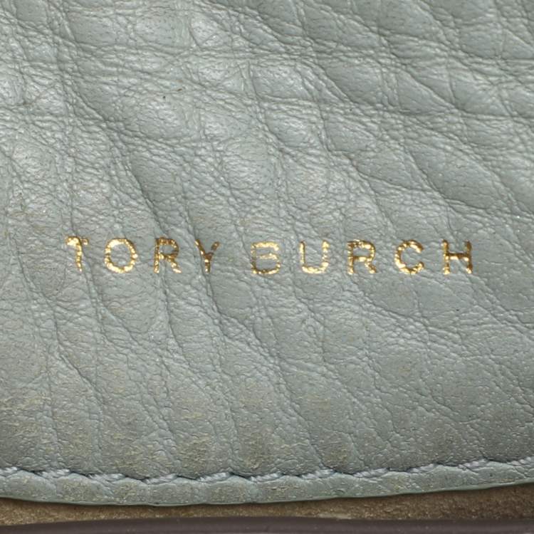 Pre Owned Tory Burch Green Leather Miller Phone Crossbody Bag