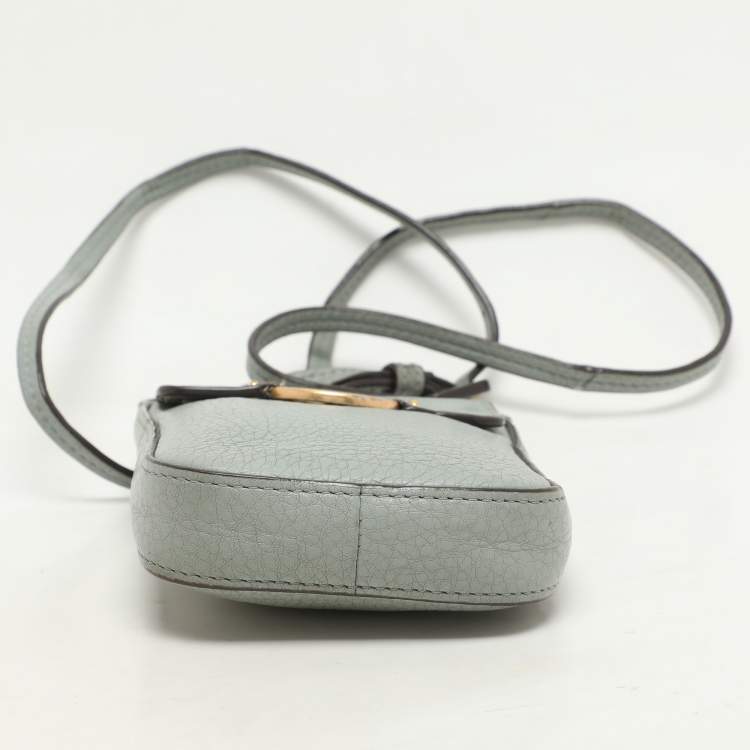 Pre Owned Tory Burch Green Leather Miller Phone Crossbody Bag