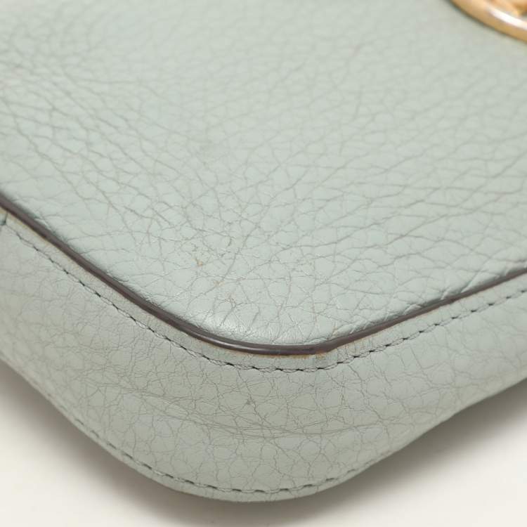 Pre Owned Tory Burch Green Leather Miller Phone Crossbody Bag