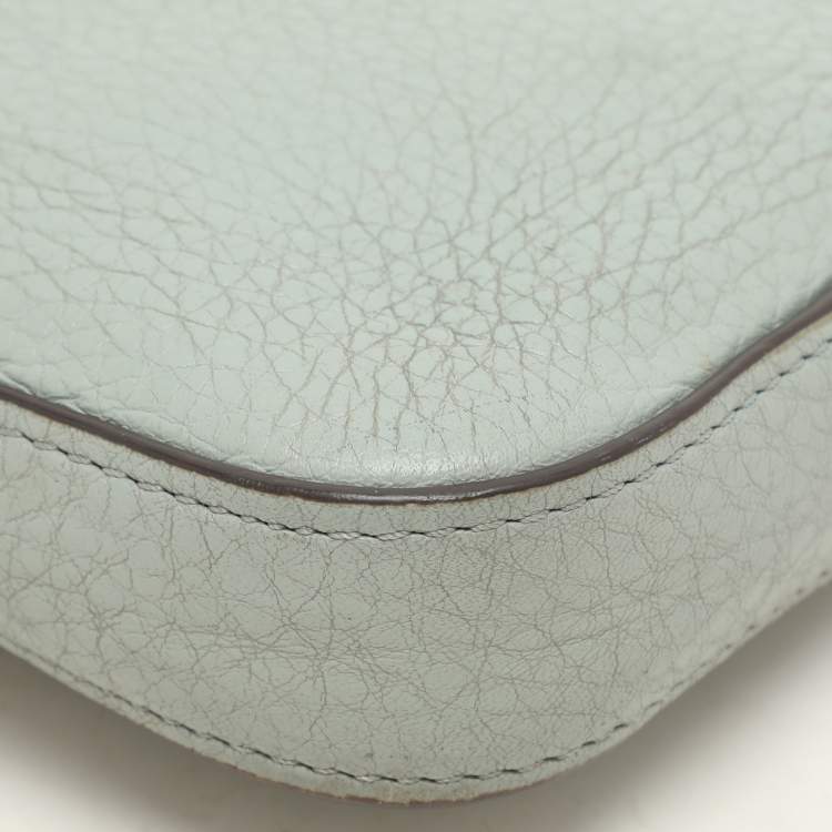 Pre Owned Tory Burch Green Leather Miller Phone Crossbody Bag