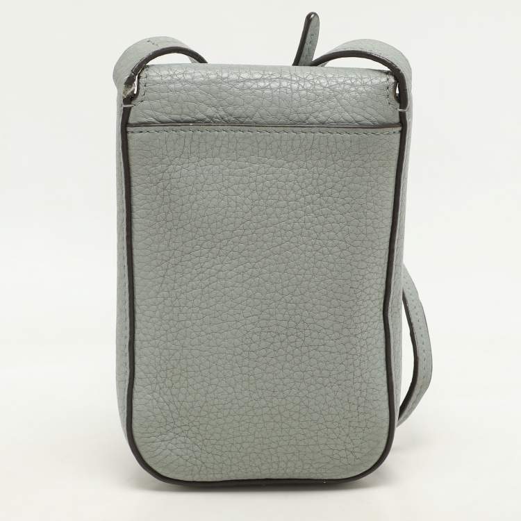 Pre Owned Tory Burch Green Leather Miller Phone Crossbody Bag