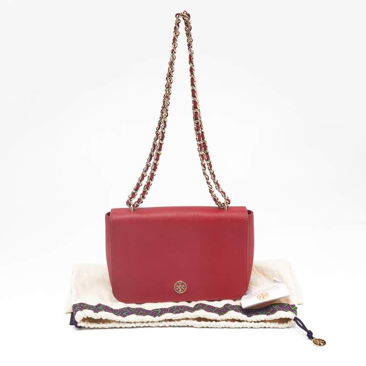 Pre Owned Tory Burch Red Leather Emerson Crossbody Bag