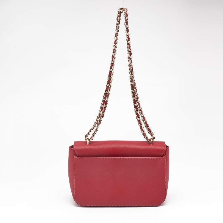 Pre Owned Tory Burch Red Leather Emerson Crossbody Bag