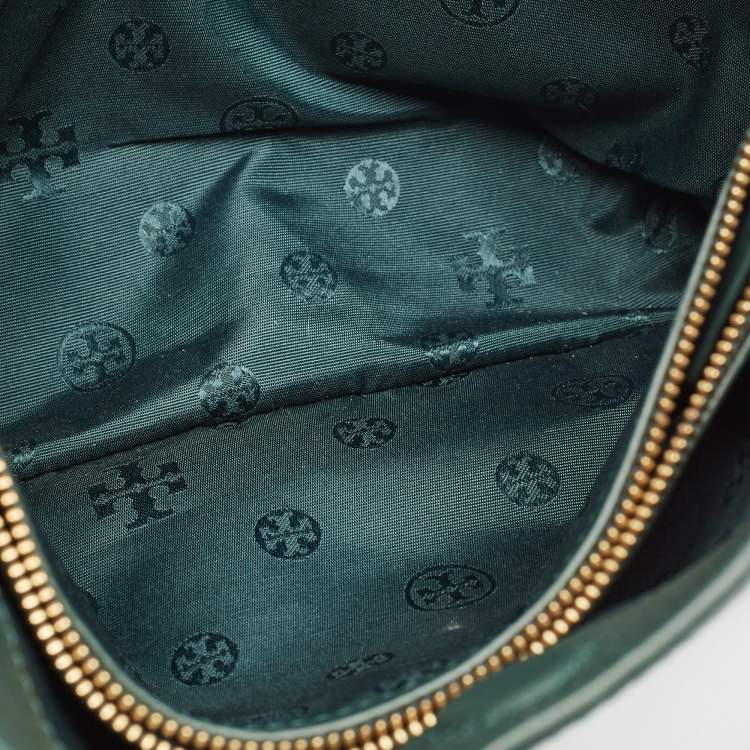 Pre Owned Tory Burch Green Leather McGraw Slouchy Tote
