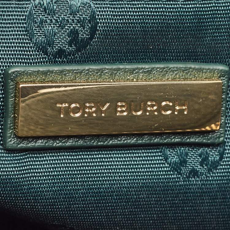 Pre Owned Tory Burch Green Leather McGraw Slouchy Tote