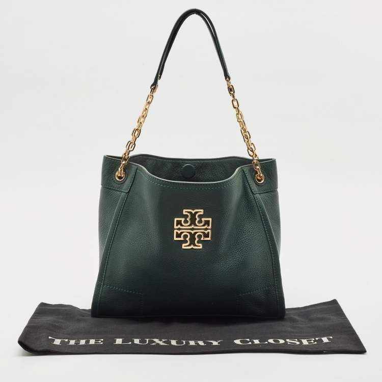 Pre Owned Tory Burch Green Leather McGraw Slouchy Tote