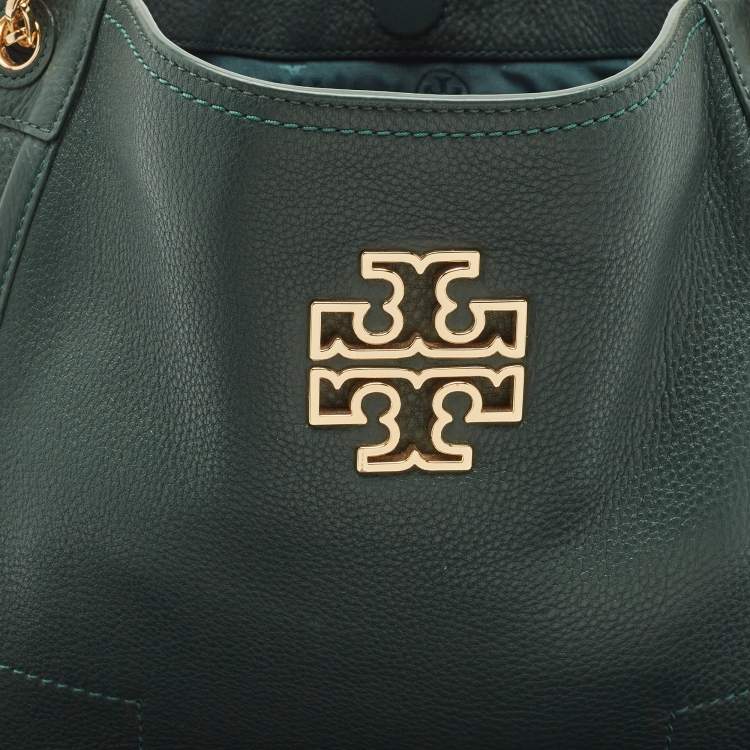 Pre Owned Tory Burch Green Leather McGraw Slouchy Tote