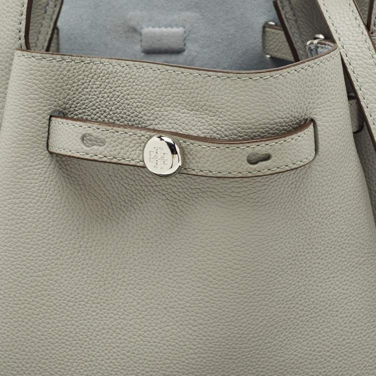 Pre Owned Tory Burch Light Granite Leather Small Romy Tote