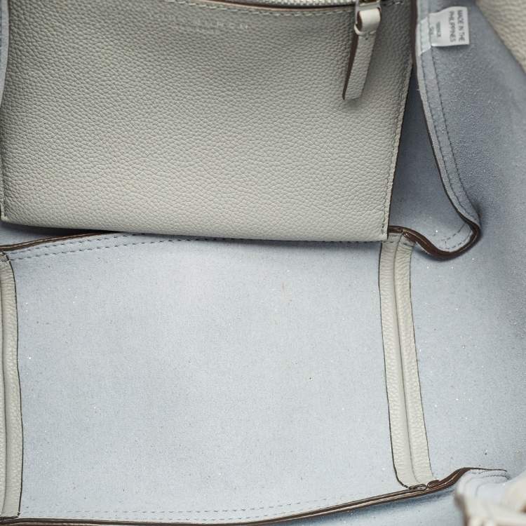 Pre Owned Tory Burch Light Granite Leather Small Romy Tote