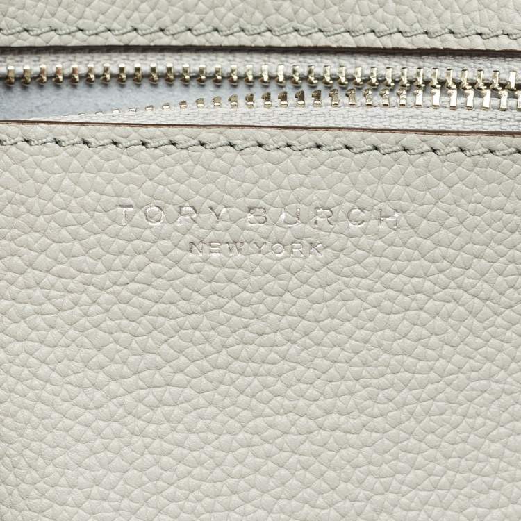 Pre Owned Tory Burch Light Granite Leather Small Romy Tote