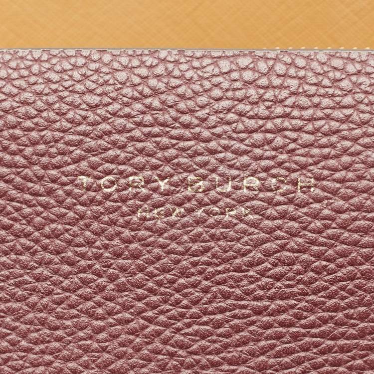 Pre Owned Tory Burch Burgundy Leather Large Triple Compartment Perry Tote