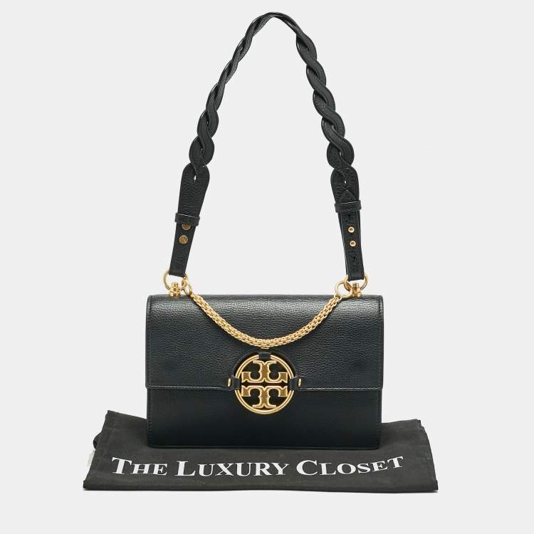 Pre Owned Tory Burch Black Leather and Suede Miller Shoulder Bag