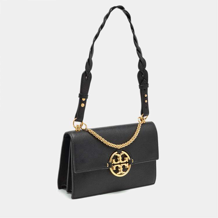 Pre Owned Tory Burch Black Leather and Suede Miller Shoulder Bag