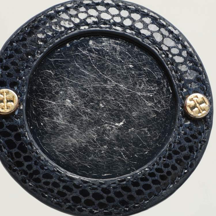 Pre Owned Tory Burch Black Python Embossed Leather Hobo