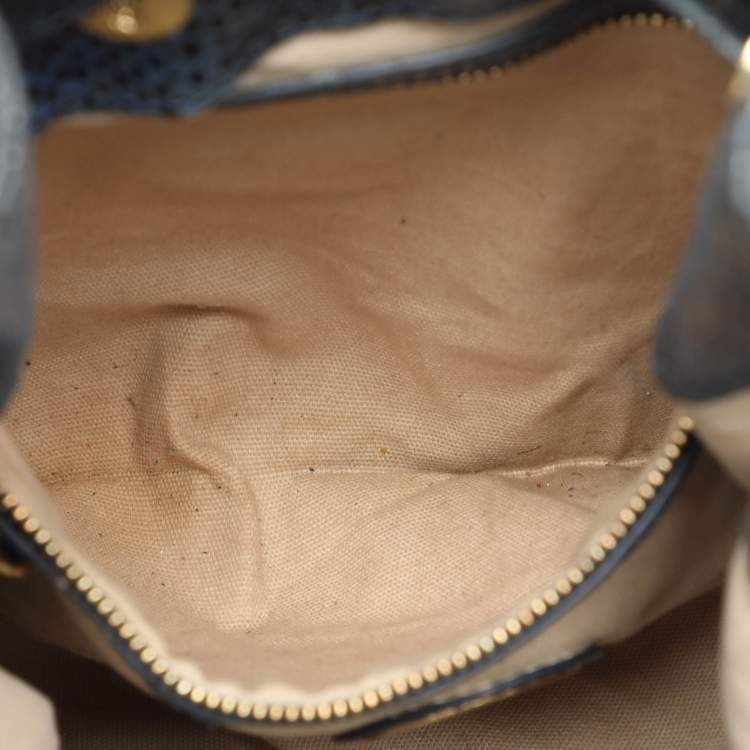 Pre Owned Tory Burch Black Python Embossed Leather Hobo