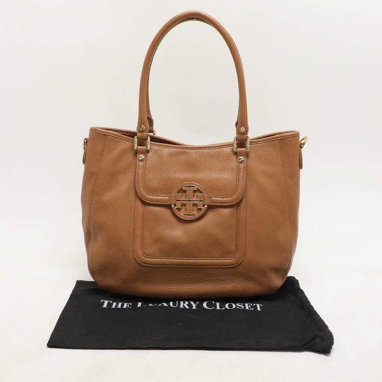 Pre Owned Tory Burch Beige Leather Amanda Tote