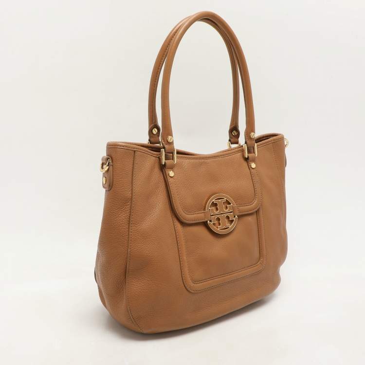 Pre Owned Tory Burch Beige Leather Amanda Tote