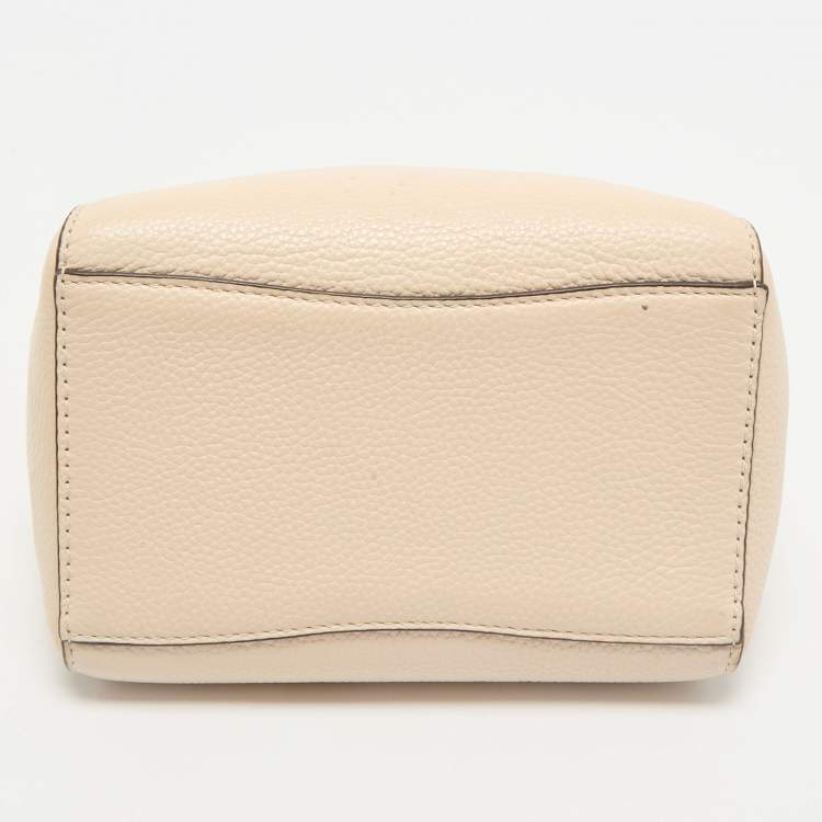 Pre Owned Tory Burch Cream Leather Small McGraw Bucket Bag