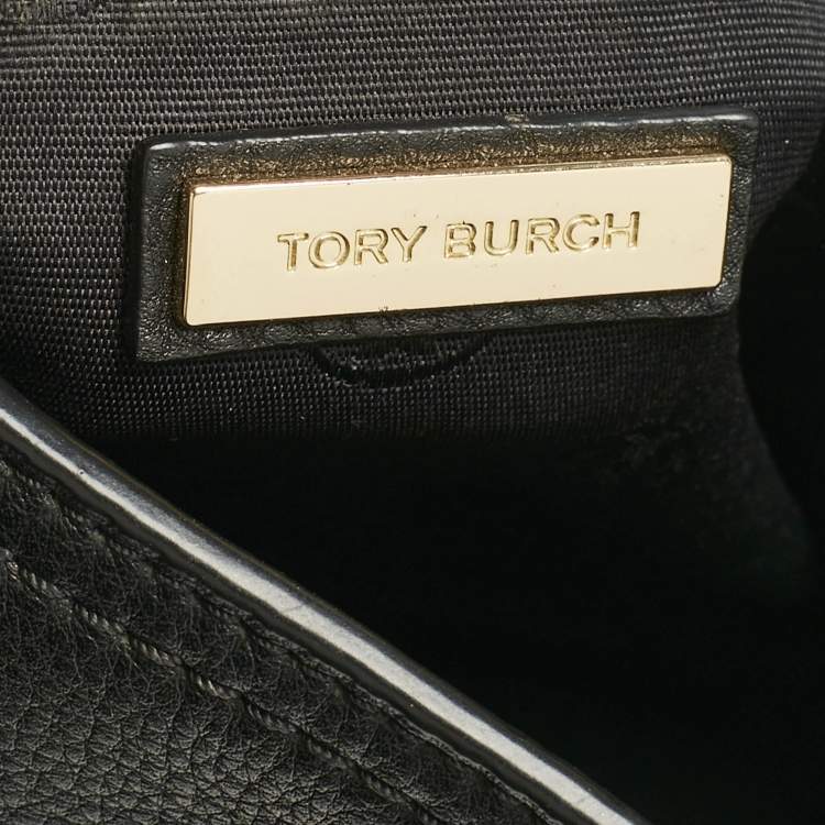 Pre Owned Tory Burch Black Leather Small Britten Slouchy Tote
