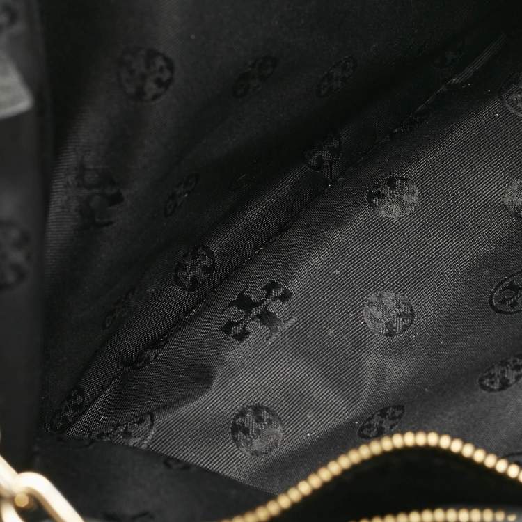 Pre Owned Tory Burch Black Leather Small Britten Slouchy Tote