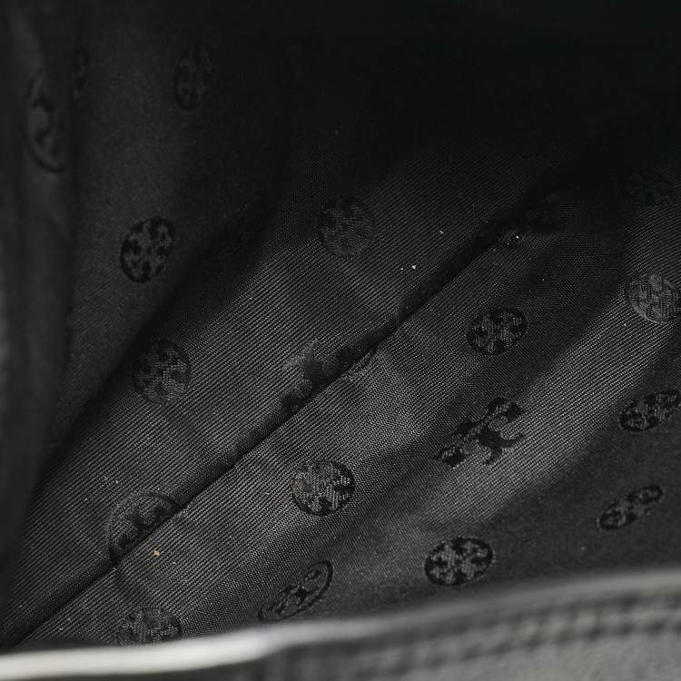 Pre Owned Tory Burch Black Leather Small Britten Slouchy Tote