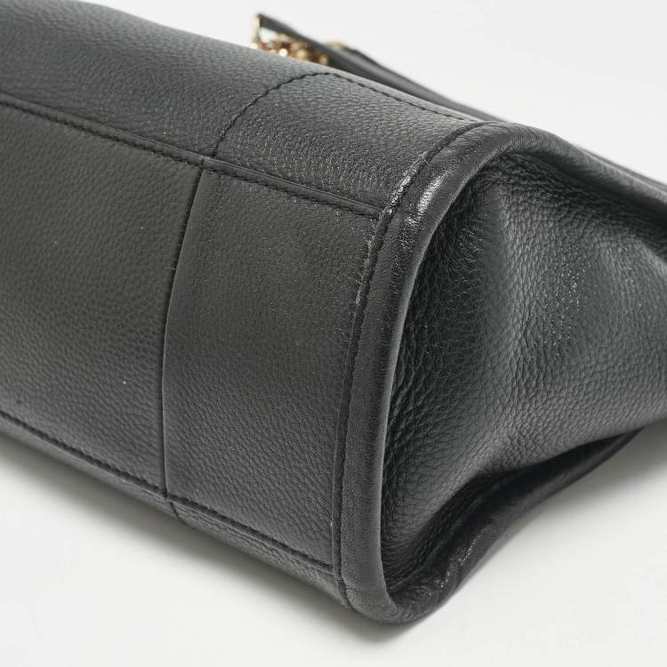 Pre Owned Tory Burch Black Leather Small Britten Slouchy Tote