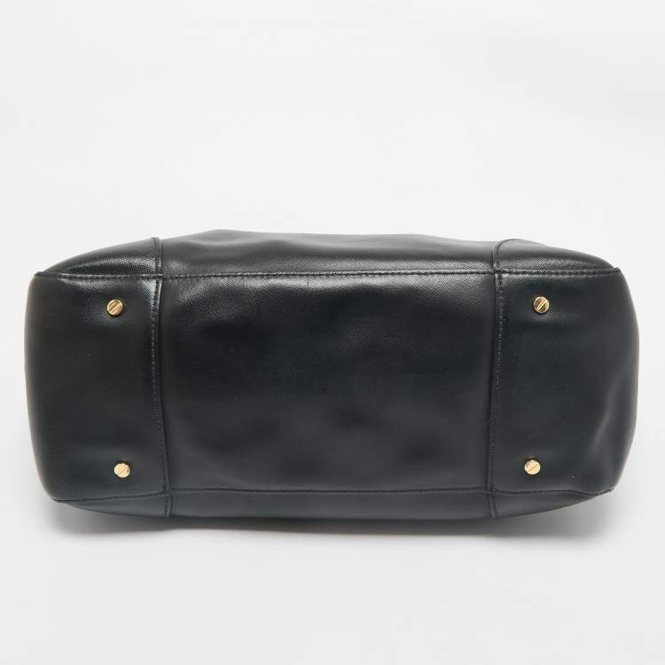 Pre Owned Tory Burch Black Leather Large Robinson Double Zip Tote