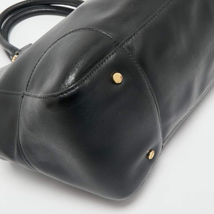 Pre Owned Tory Burch Black Leather Large Robinson Double Zip Tote