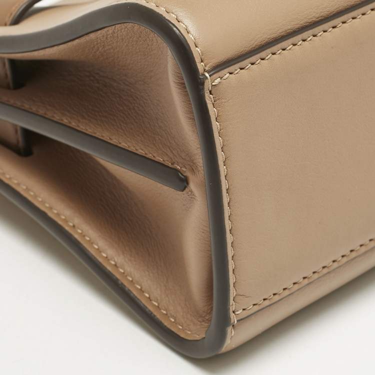 Pre Owned Tory Burch Brown Leather Petite Lee Radziwill Double Tote