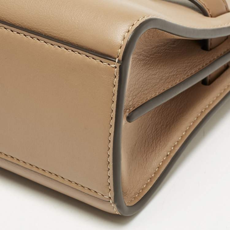 Pre Owned Tory Burch Brown Leather Petite Lee Radziwill Double Tote
