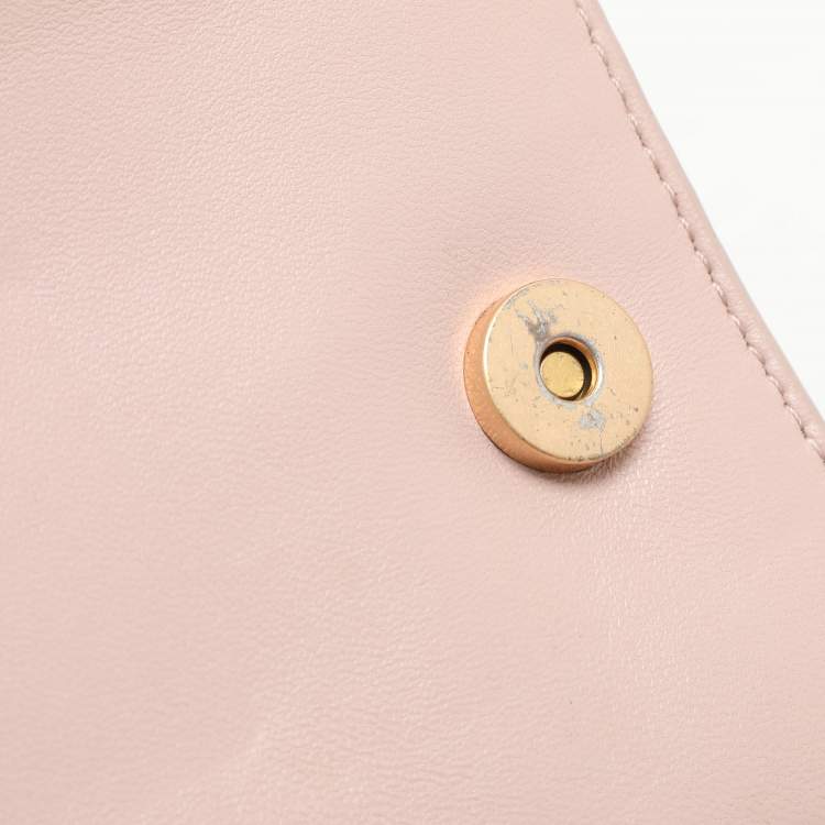 Pre Owned Tory Burch Pink Leather Britten Flap Crossbody Bag