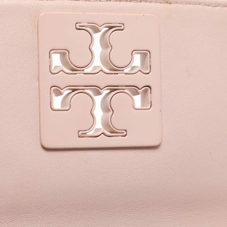 Pre Owned Tory Burch Pink Leather Britten Flap Crossbody Bag