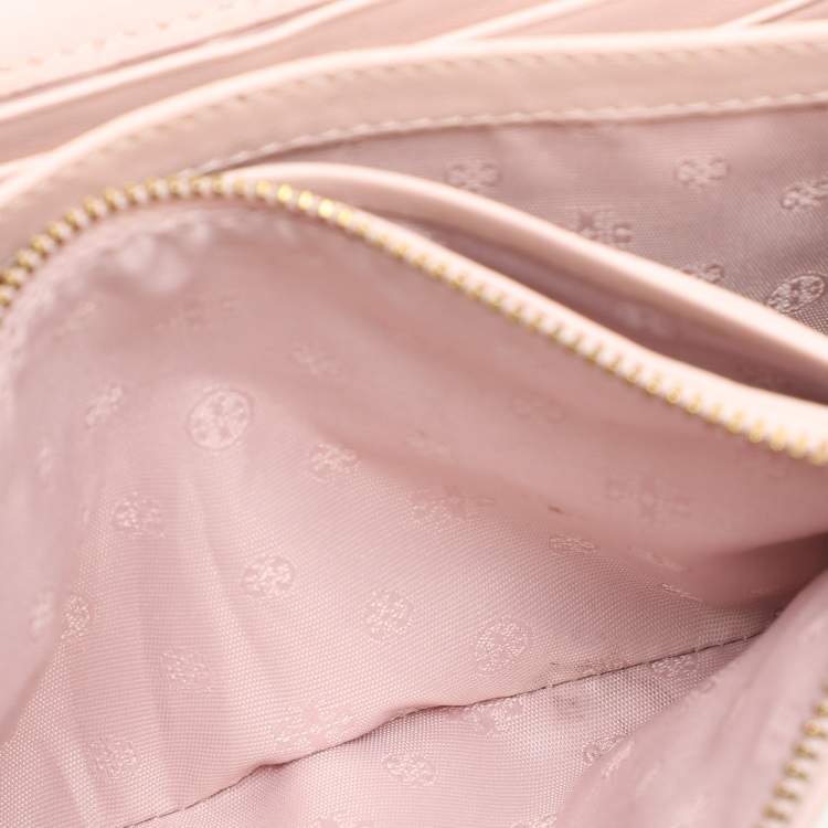 Pre Owned Tory Burch Pink Leather Britten Flap Crossbody Bag