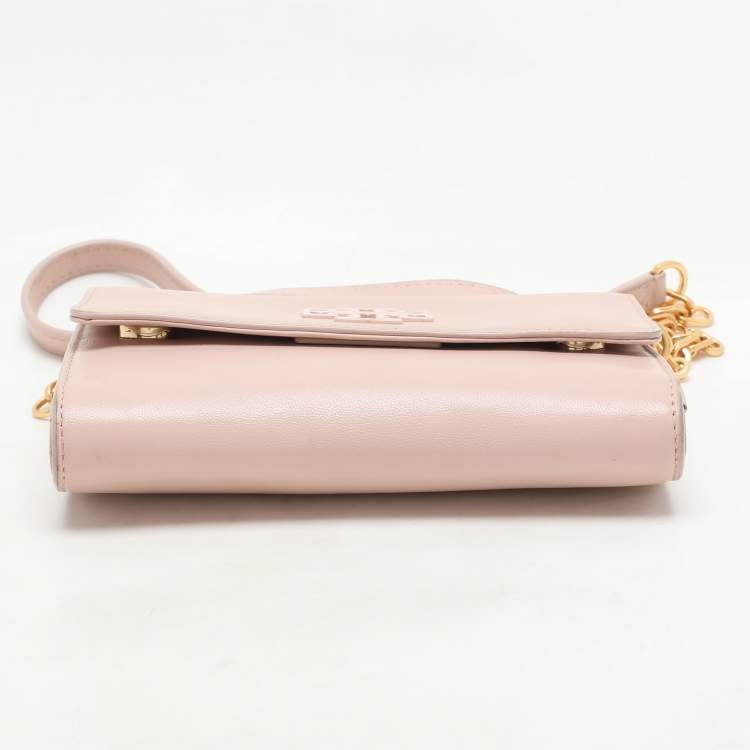 Pre Owned Tory Burch Pink Leather Britten Flap Crossbody Bag