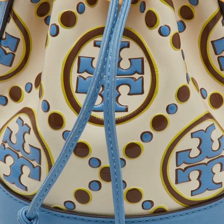 Pre Owned Tory Burch Multicolor Leather Mini T Monogram Bucket Bag