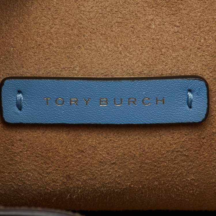 Pre Owned Tory Burch Multicolor Leather Mini T Monogram Bucket Bag
