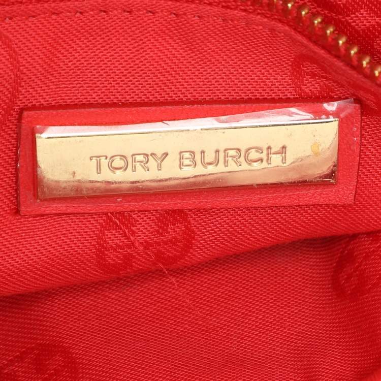 Pre Owned Tory Burch Red Leather Small Fleming Crossbody Bag