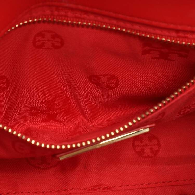 Pre Owned Tory Burch Red Leather Small Fleming Crossbody Bag