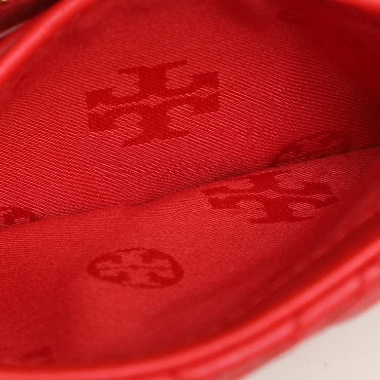 Pre Owned Tory Burch Red Leather Small Fleming Crossbody Bag